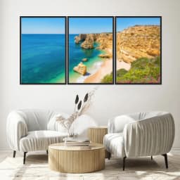 Kit Quadros Decorativos Mar Verde Com Montanhas