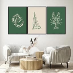 Kit Quadros Decorativos Minimalismo De Praia