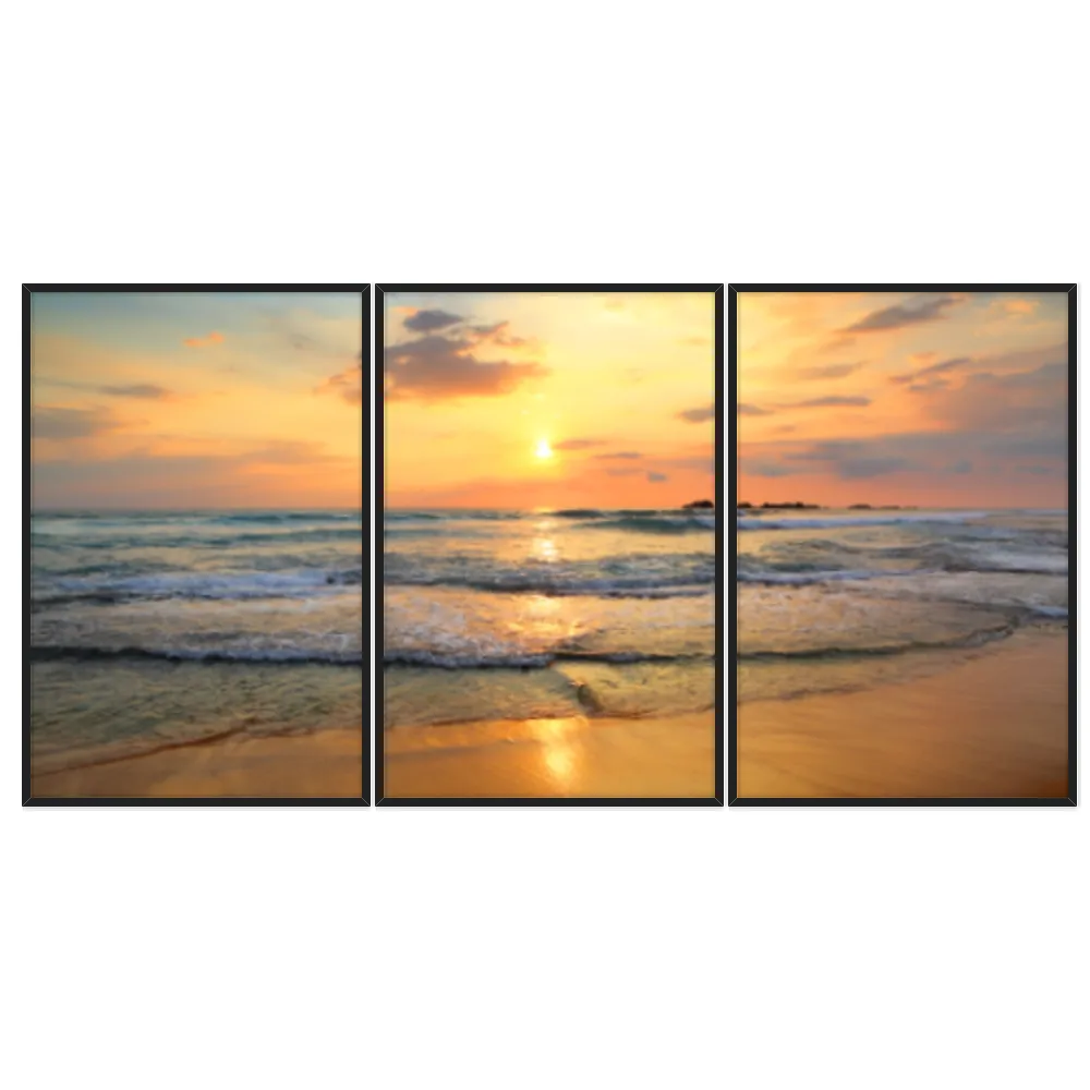 Kit Quadros Decorativos Praia Com Pôr Do Sol