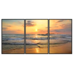 Kit Quadros Decorativos Praia Com Pôr Do Sol