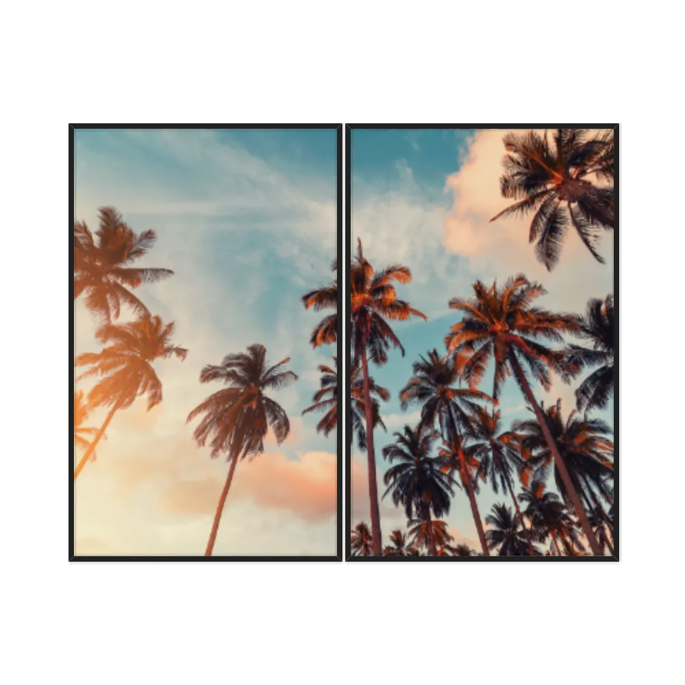 Kit Quadros Decorativos Coqueiro Com Vista Para O Céu