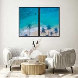 Kit Quadros Decorativos Sombra De Coqueiro No Mar
