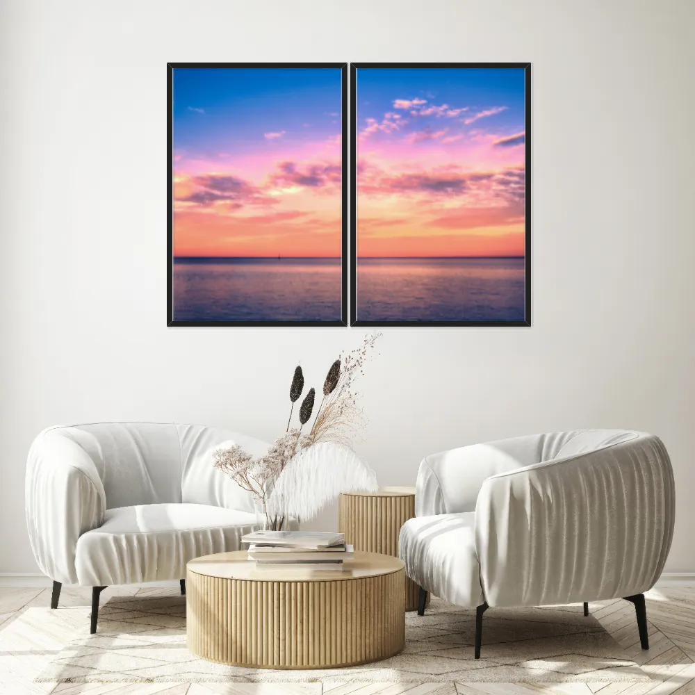 Kit Quadros Decorativos Praia Com Pôr Do Sol