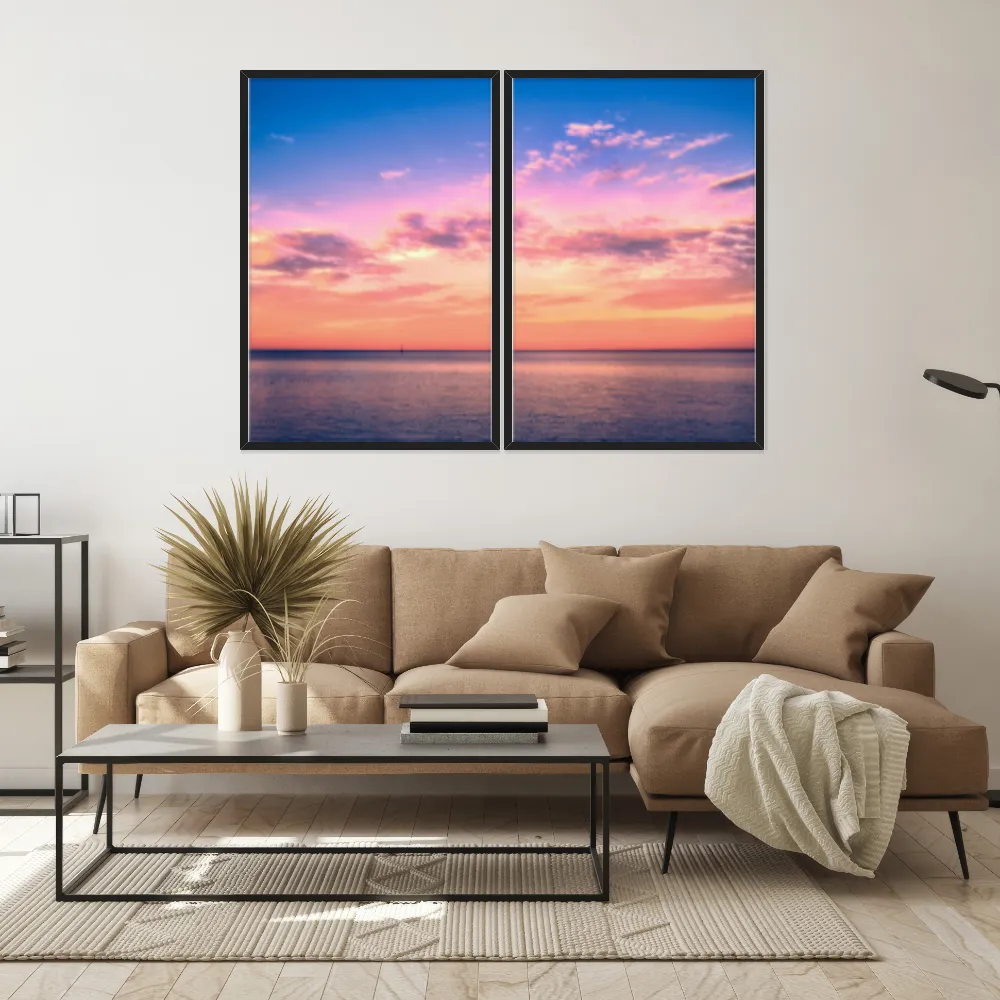Kit Quadros Decorativos Praia Com Pôr Do Sol