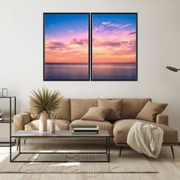 Kit Quadros Decorativos Praia Com Pôr Do Sol