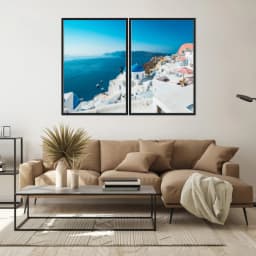 Kit Quadros Decorativos Ilha De Santorini Grecia