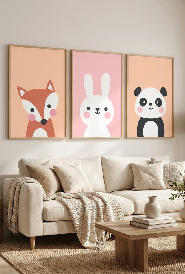 Kit Quadros Decorativos Animais Fofos