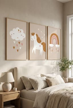 Kit Quadros Decorativos Unicórnio E Arco Íris