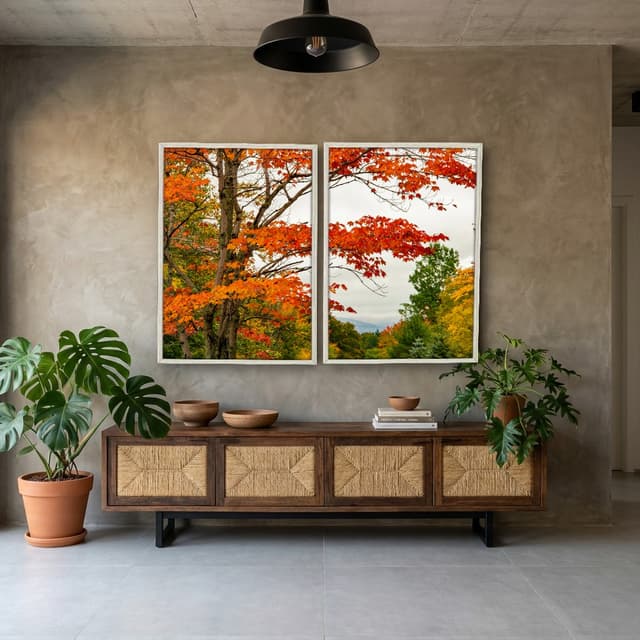 Kit Quadros Decorativos Árvore Laranja