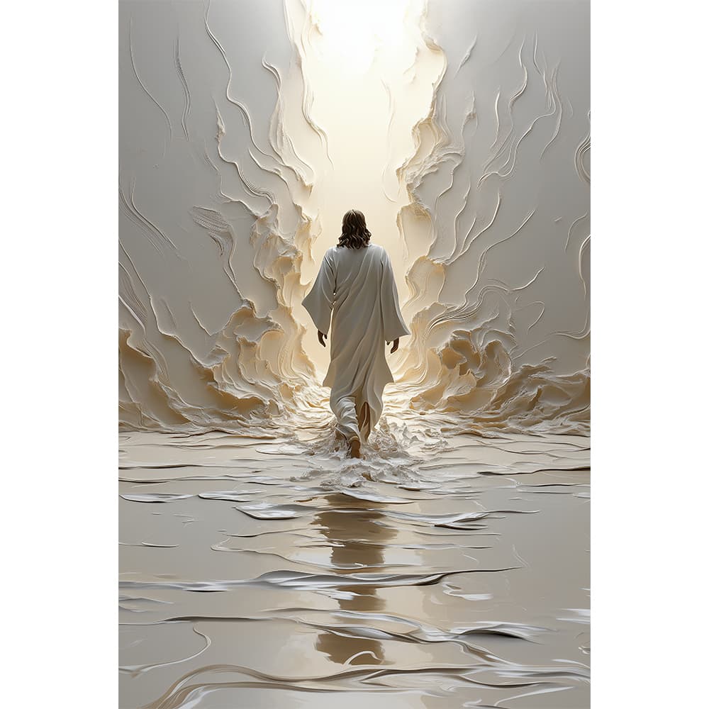 Quadro Decorativo Religiosos Jesus anda sobre as águas