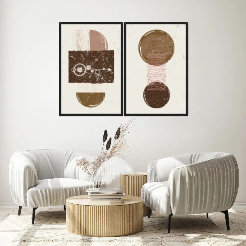 Kit Quadros Decorativos Abstrato Boho