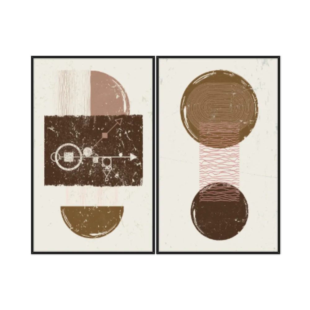 Kit Quadros Decorativos Abstrato Boho