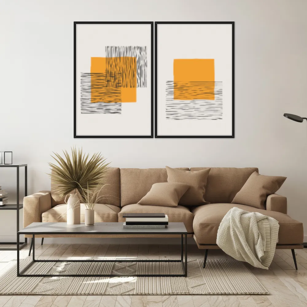 Kit Quadros Decorativos Linhas Minimalistas
