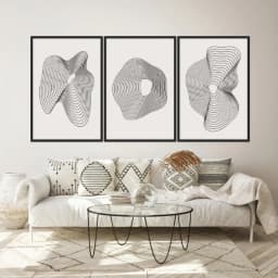 Kit Quadros Decorativos Abstrato Minimalista