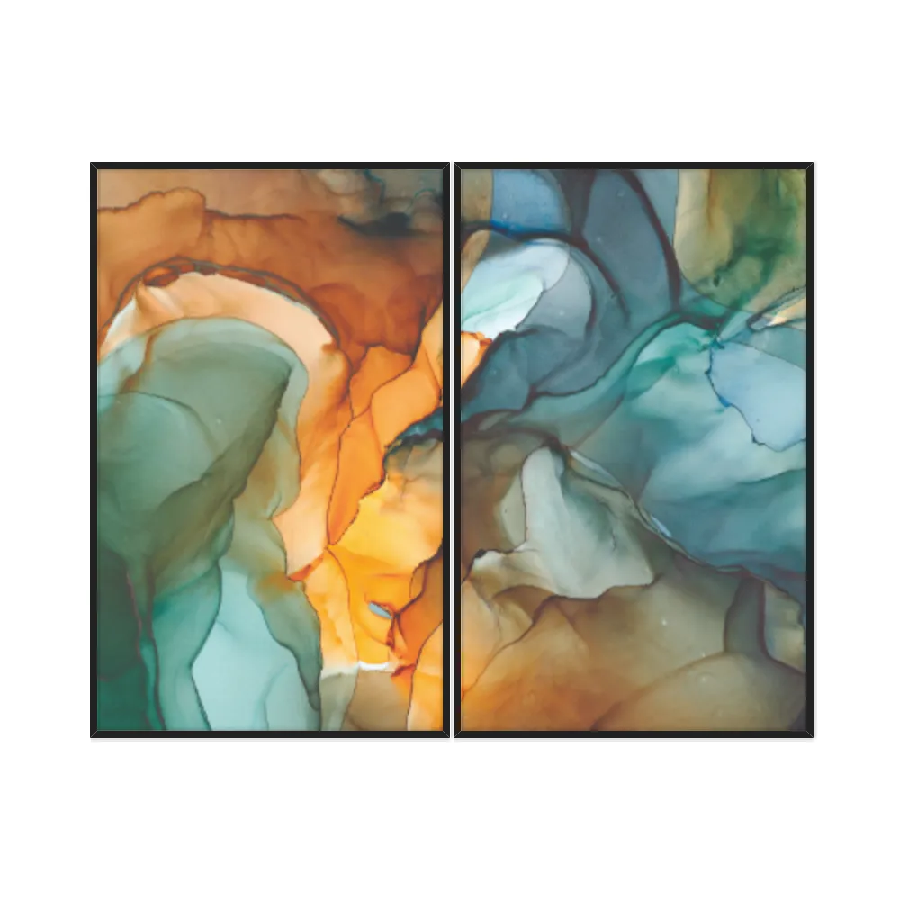 Kit Quadros Decorativos Pintura Abstrata