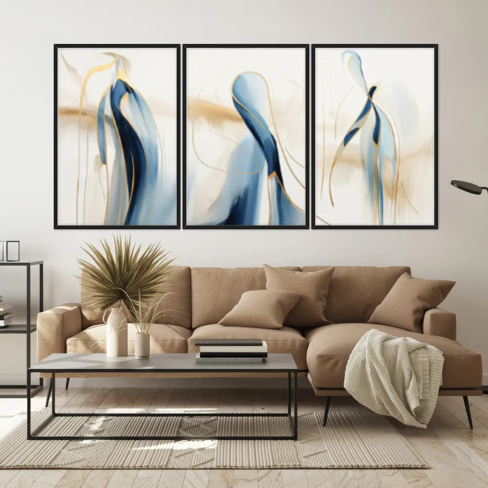 Kit Quadros Decorativos Pintura Abstrata