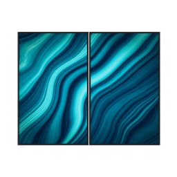 Kit Quadros Decorativos Ondulado Azul