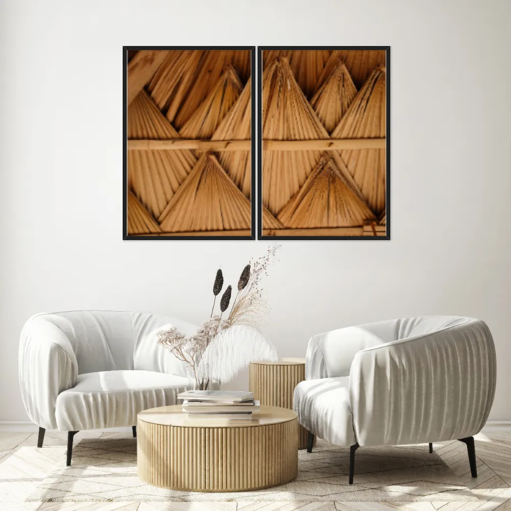Kit Quadros Decorativos Formas Em Bambu