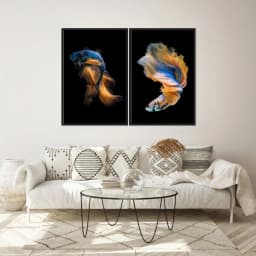 Kit Quadros Decorativos Peixe Azul