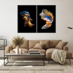 Kit Quadros Decorativos Peixe Azul
