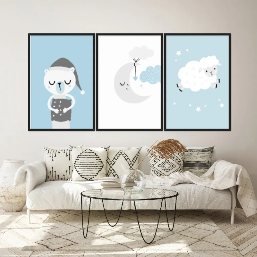 Kit Quadros Decorativos Urso E Ovelha