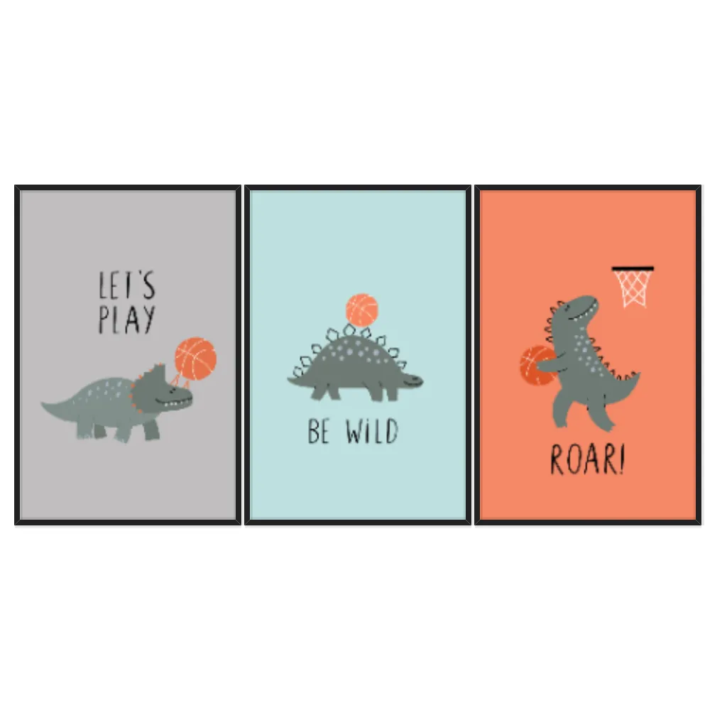 Kit Quadros Decorativos Dinossauro