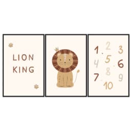 Kit Quadros Decorativos Número E Leão