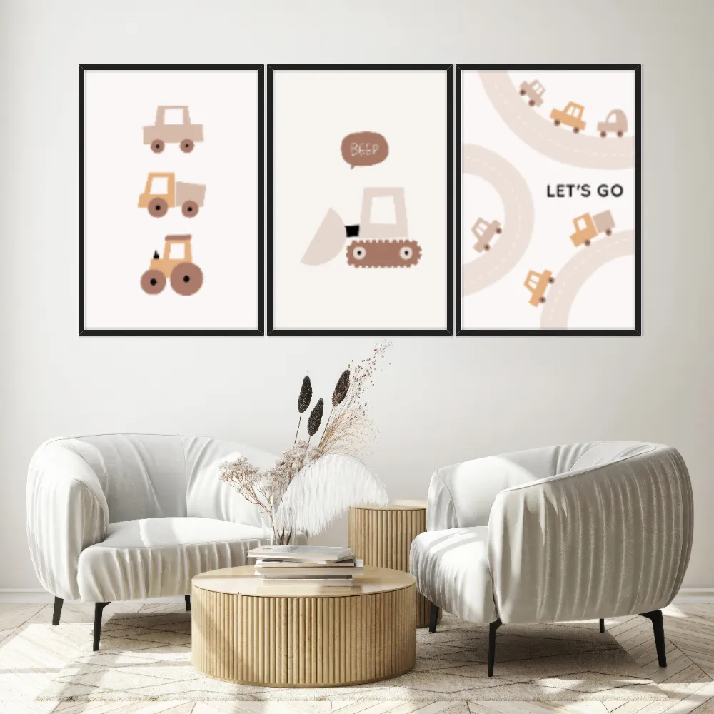 Kit Quadros Decorativos Carrinhos