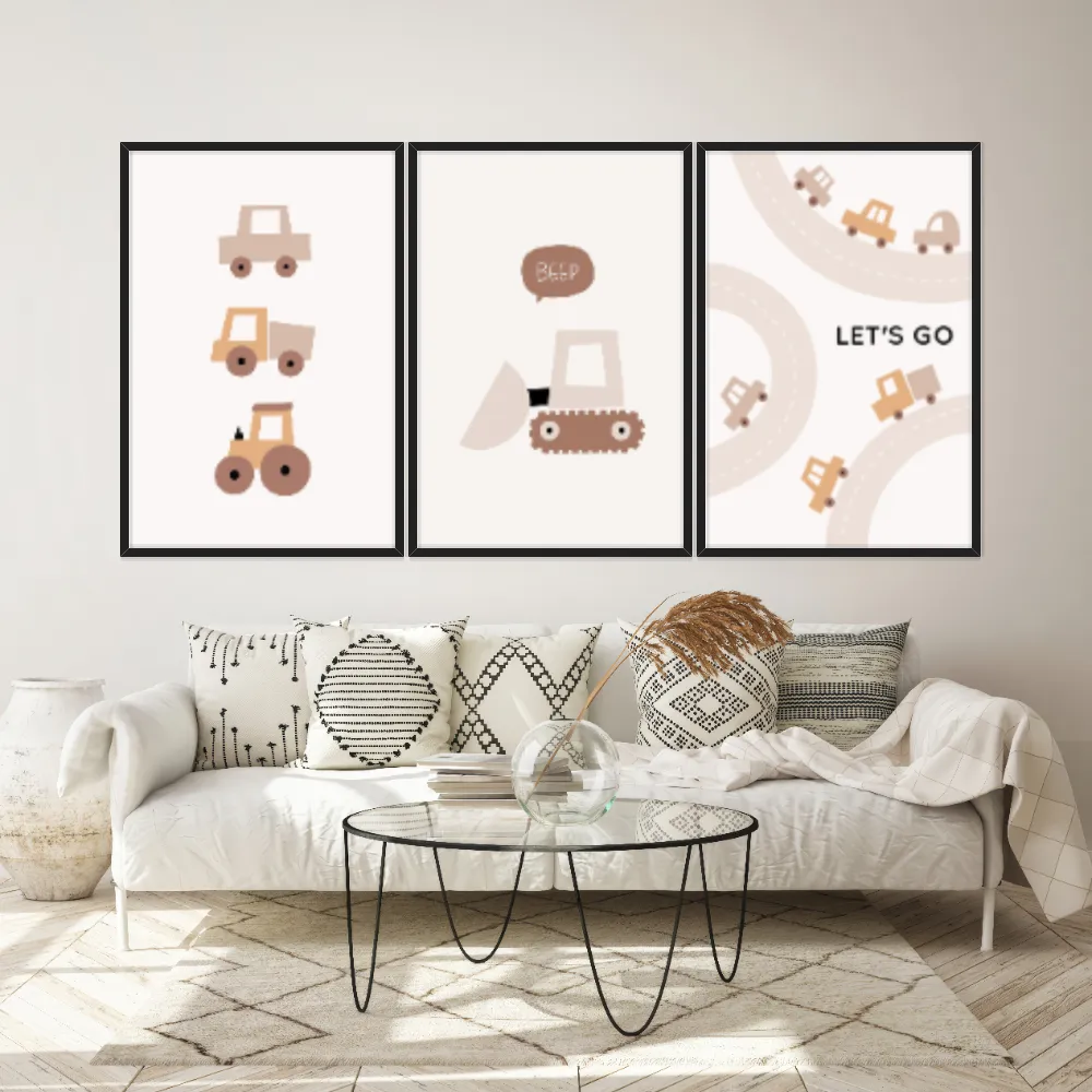 Kit Quadros Decorativos Carrinhos