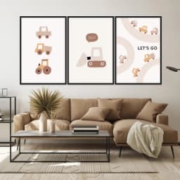 Kit Quadros Decorativos Carrinhos