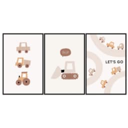 Kit Quadros Decorativos Carrinhos
