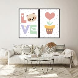 Kit Quadros Decorativos Love E Vasinho