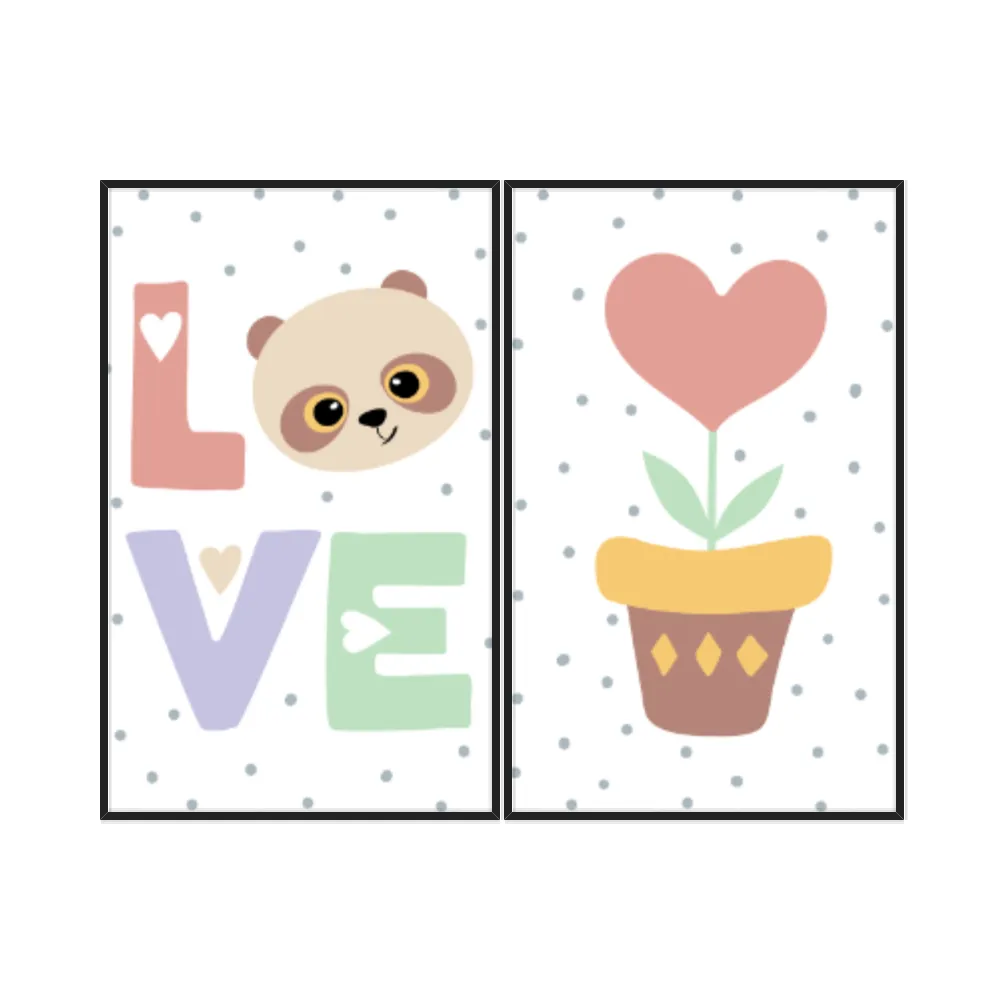 Kit Quadros Decorativos Love E Vasinho
