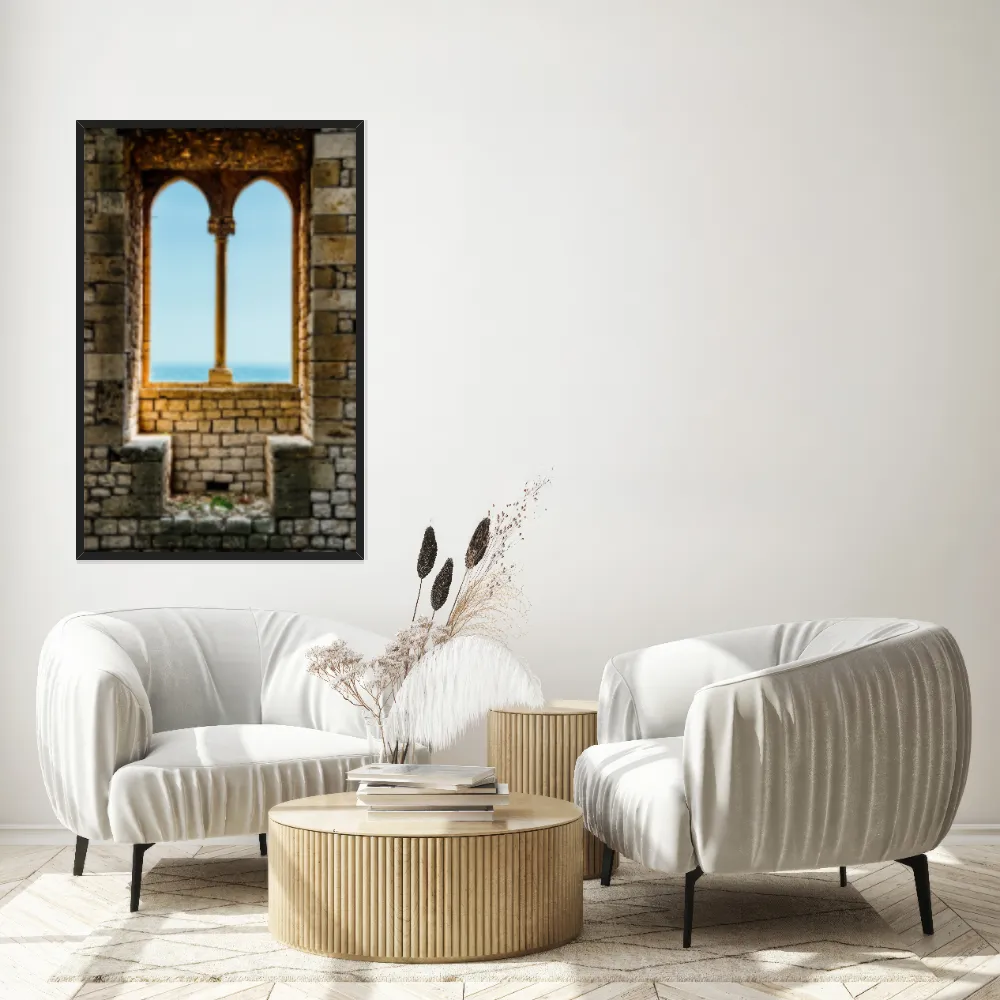 Quadro Decorativo Janela Com Vista Para O Mar