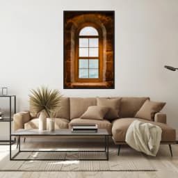 Quadro Decorativo Janela Com Vista Para O Mar