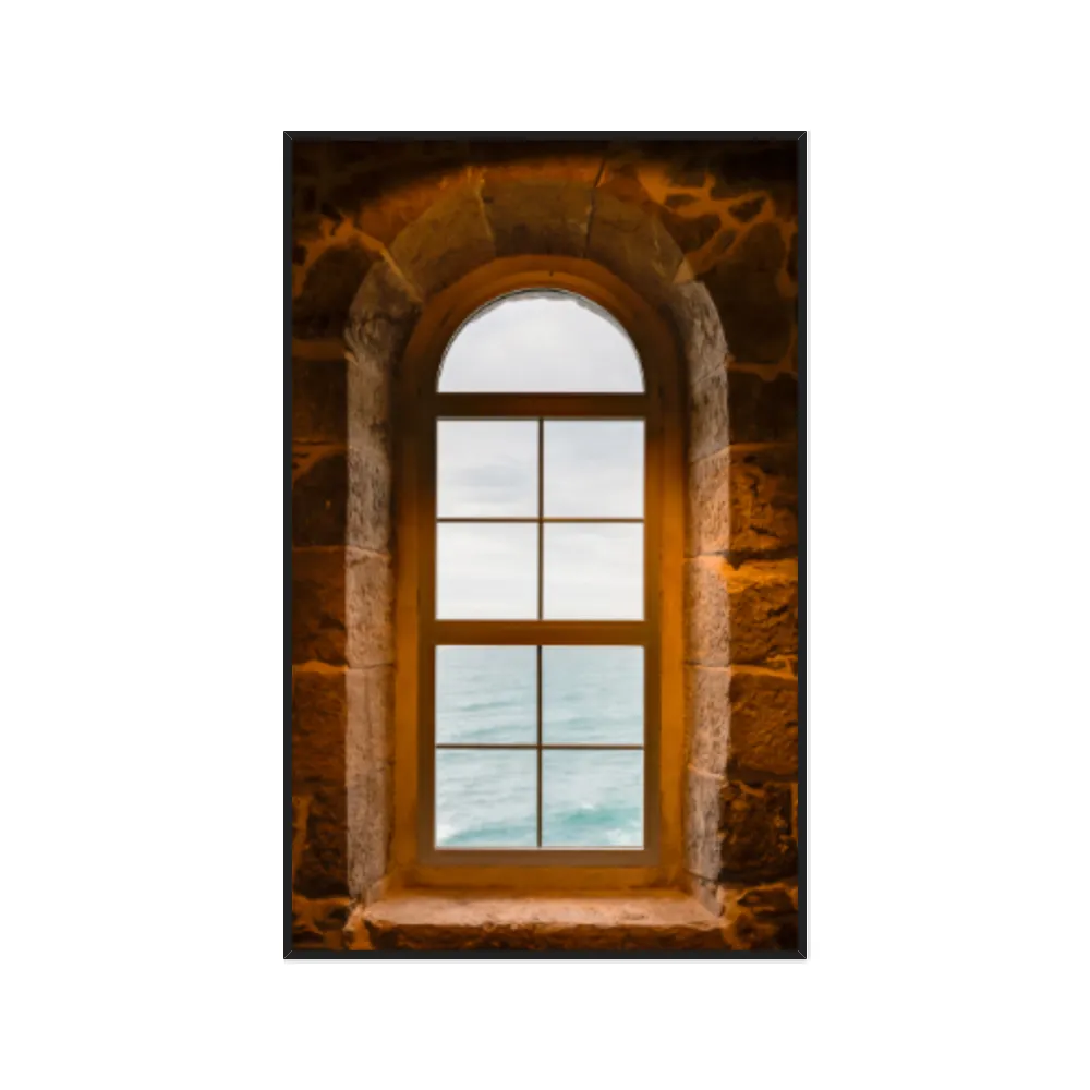 Quadro Decorativo Janela Com Vista Para O Mar