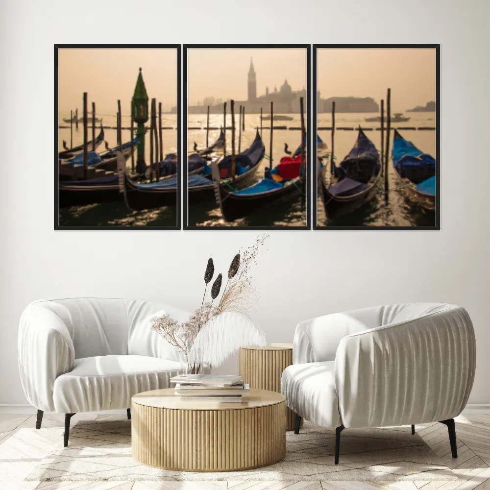 Kit Quadros Decorativos Barcos Coloridos