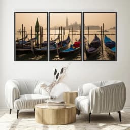 Kit Quadros Decorativos Barcos Coloridos