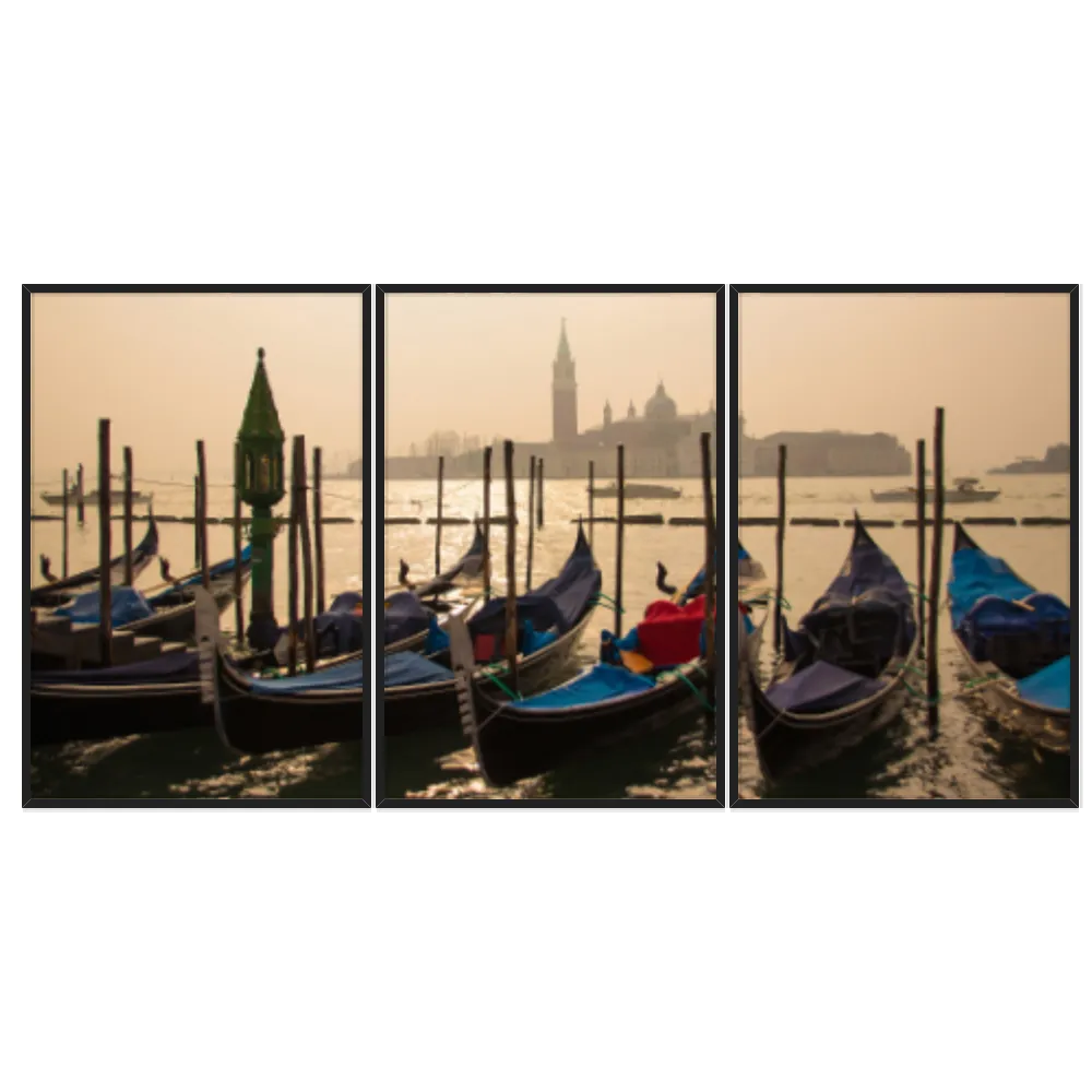 Kit Quadros Decorativos Barcos Coloridos