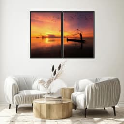 Kit Quadros Decorativos Pôr Do Sol