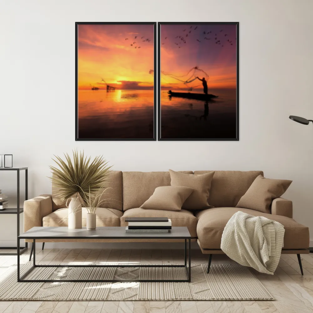 Kit Quadros Decorativos Pôr Do Sol