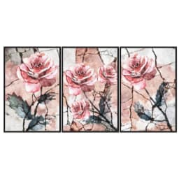 Kit Quadros Decorativos Flor Rosa