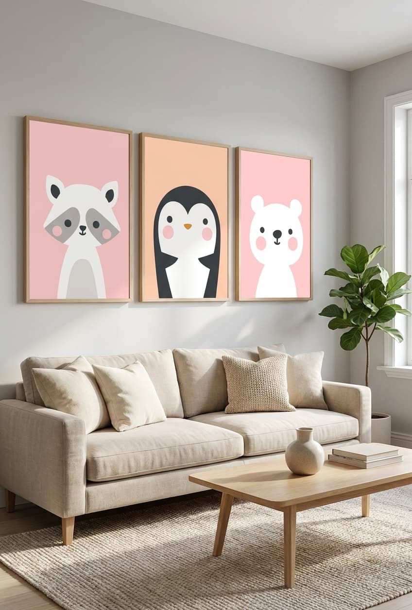 Kit Quadros Decorativos Animais Fofos