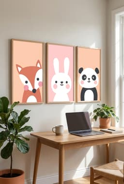 Kit Quadros Decorativos Animais Fofos